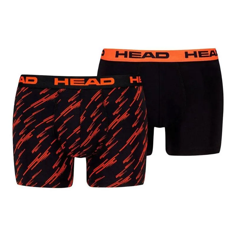 Boxers Cabeça Impressa Laranja Preto 2 Unidades