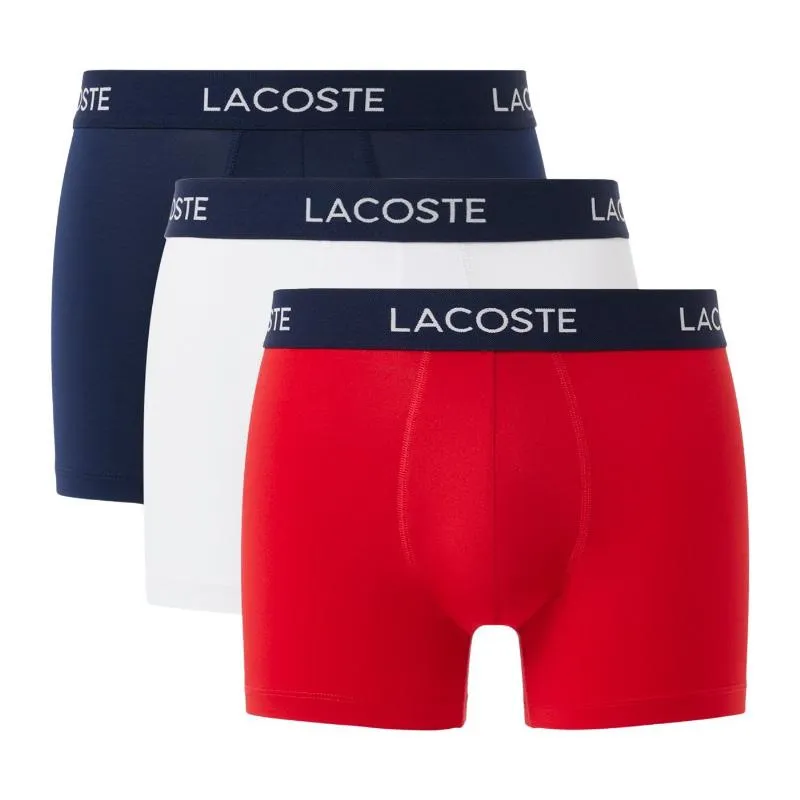 Cuecas Lacoste Pique Azul Marinho Branco Vermelho 3 Unidades