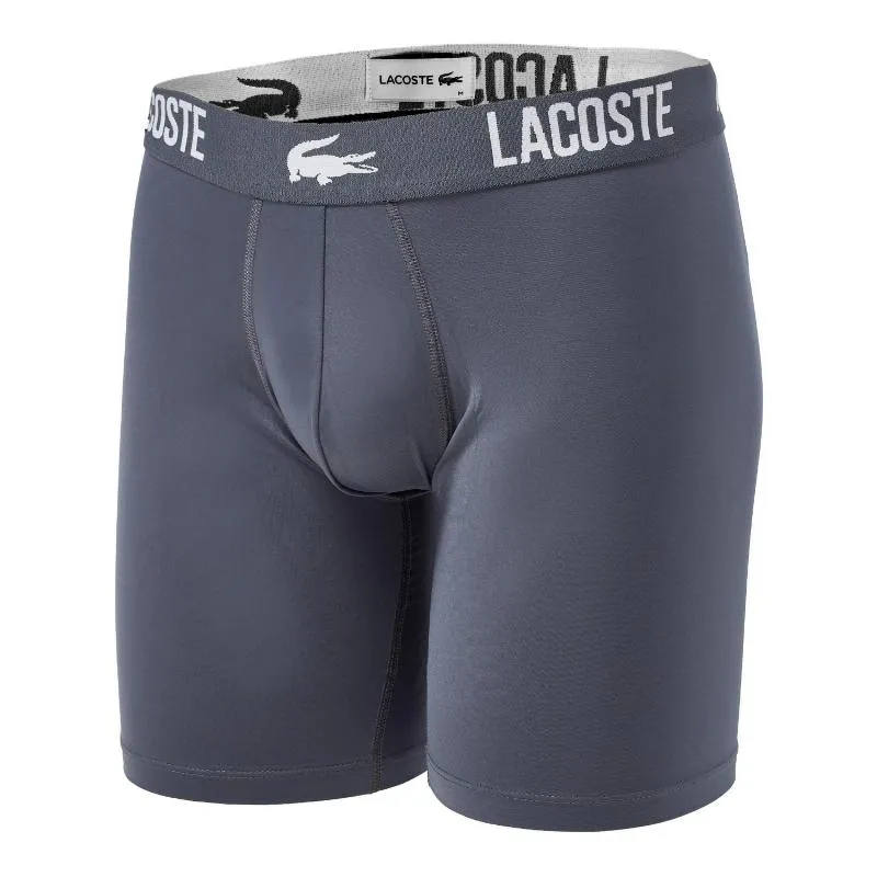 Boxers Lacoste Poliamida Branco Cinza Preto 3 unidades