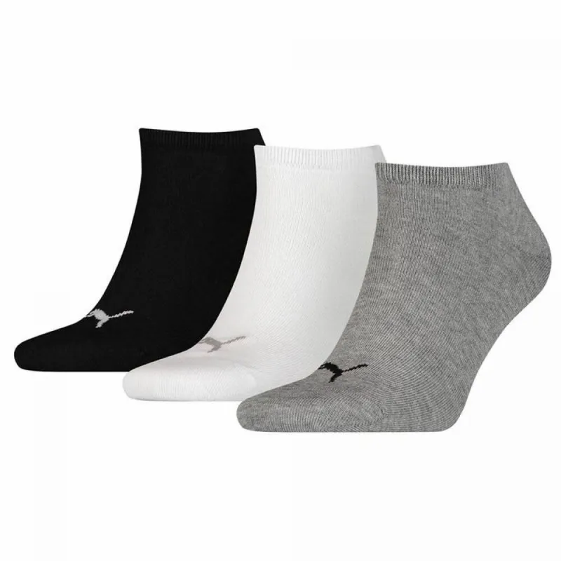 Puma Meias Tênis Preto Branco Cinza 3 pares