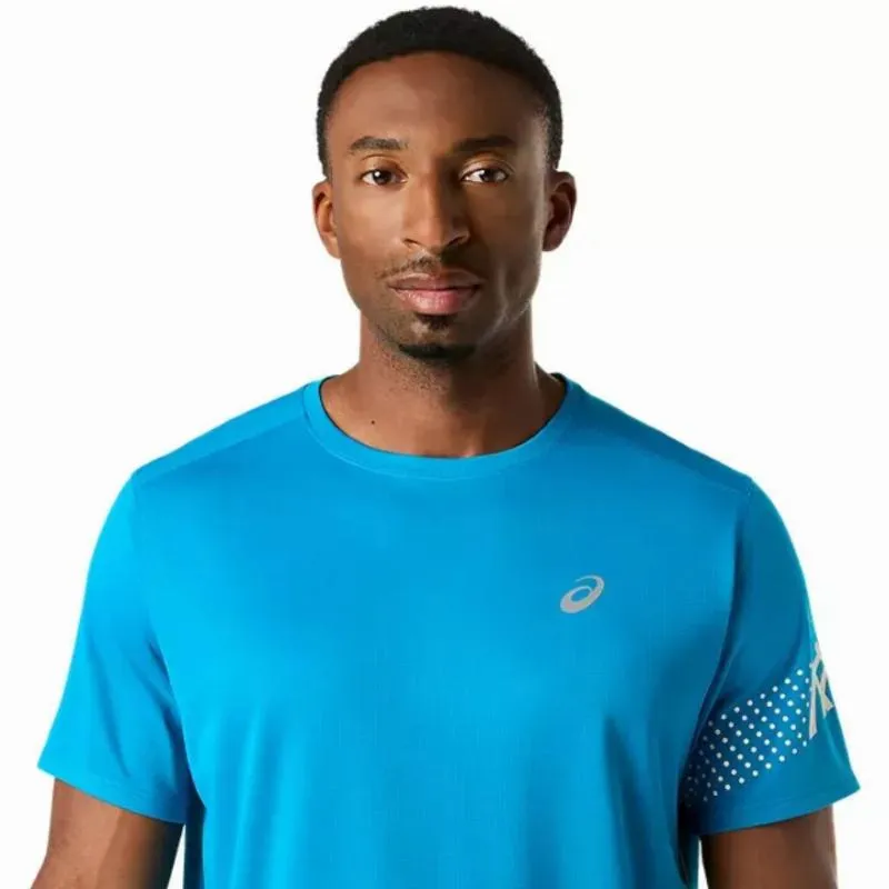 Asics Icon Edelstahloberkante Blau-Weiß-Creme-T-Shirt