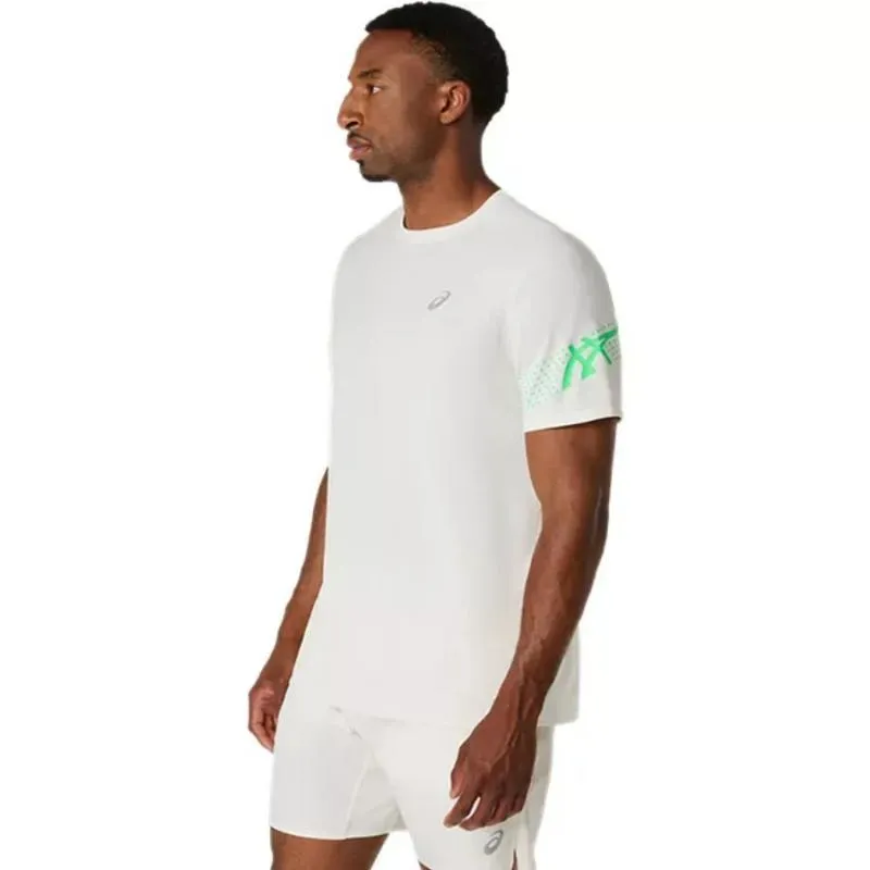 Asics Icon Edelstahloberteil weiß cremegrünes T-Shirt