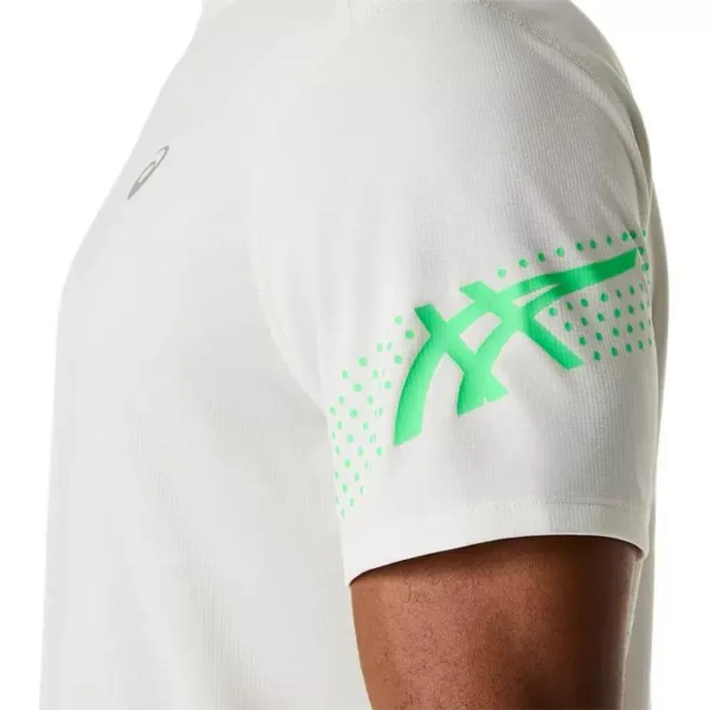Asics Icon Edelstahloberteil weiß cremegrünes T-Shirt