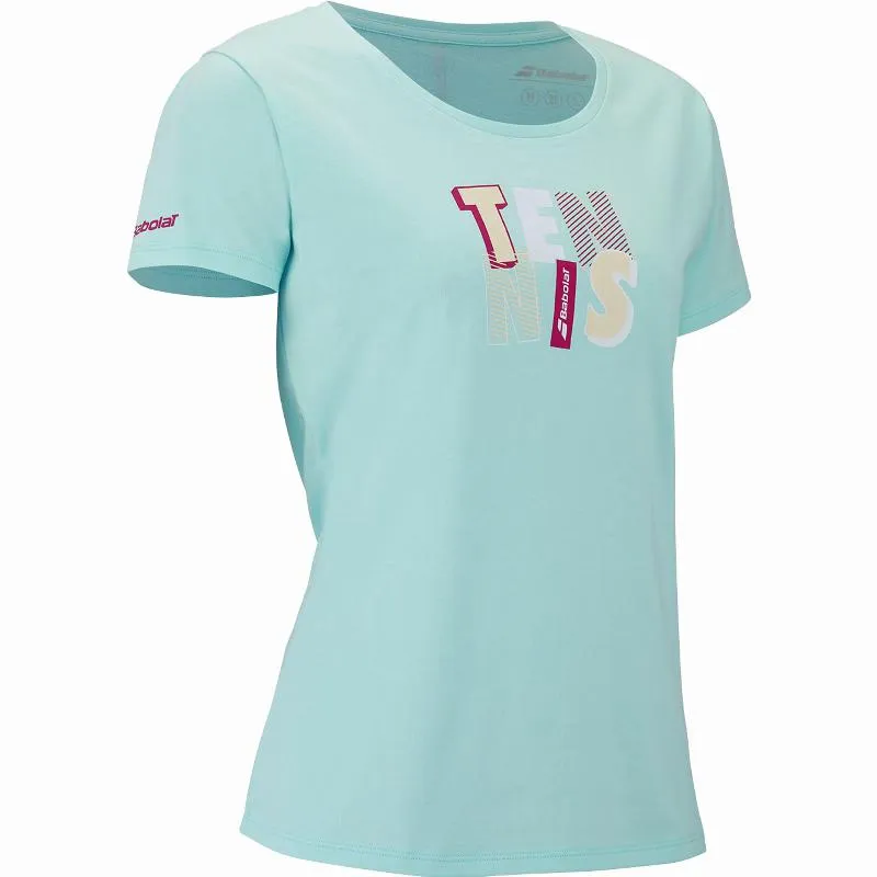 Camiseta Babolat Übungsbotschaft Azul Claro Mujer