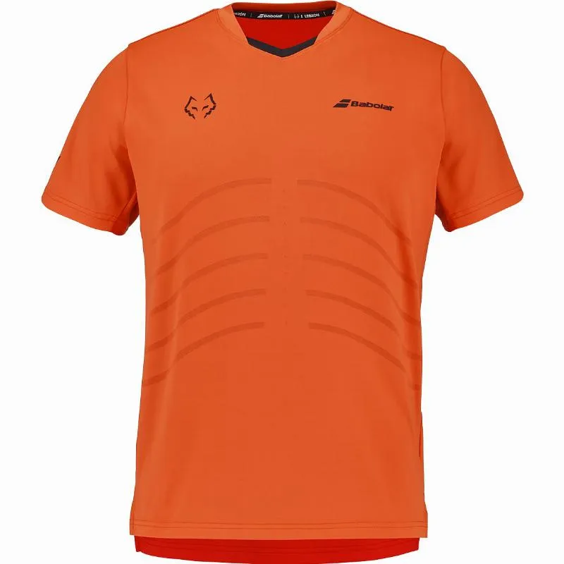 Babolat Juan Lebron camiseta réplica laranja com gola redonda