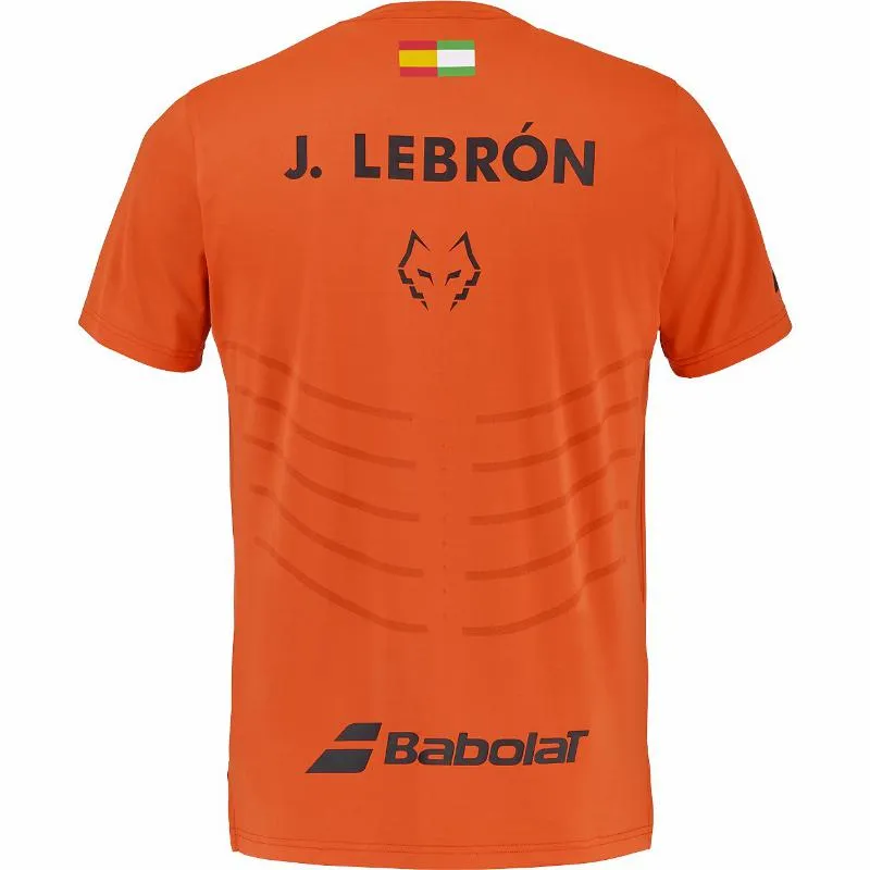 Babolat Juan Lebron camiseta réplica laranja com gola redonda