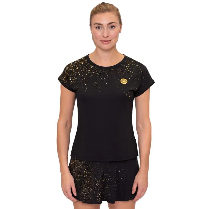 Bidi Badu Paris Capsleeve Schwarz Gold Damen T-Shirt