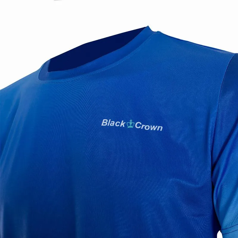 Schwarzes T-Shirt mit Krone in Dallas Blau