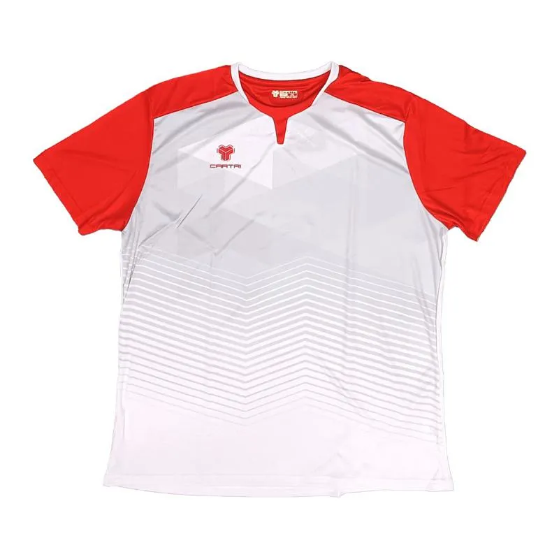 Camiseta escolar Cartri Branco Cinza Vermelho