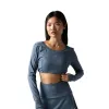 Drop Shot Monarca Langarm-Crop-T-Shirt Graue Frauen