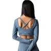Drop Shot Monarca Langarm-Crop-T-Shirt Graue Frauen