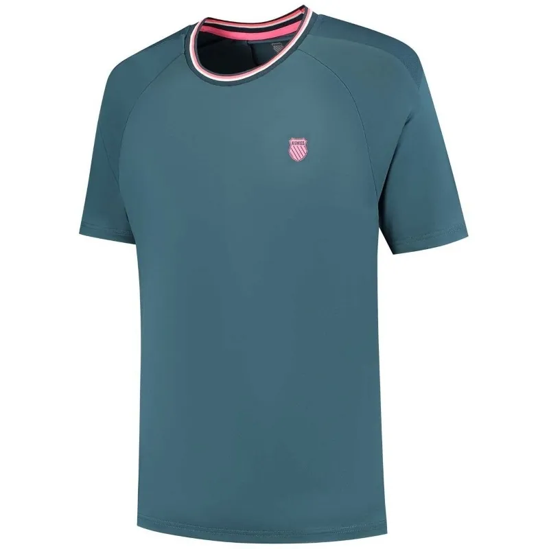 Camiseta Kswiss Hypercourt Mesh Crew 4 Verde Petróleo