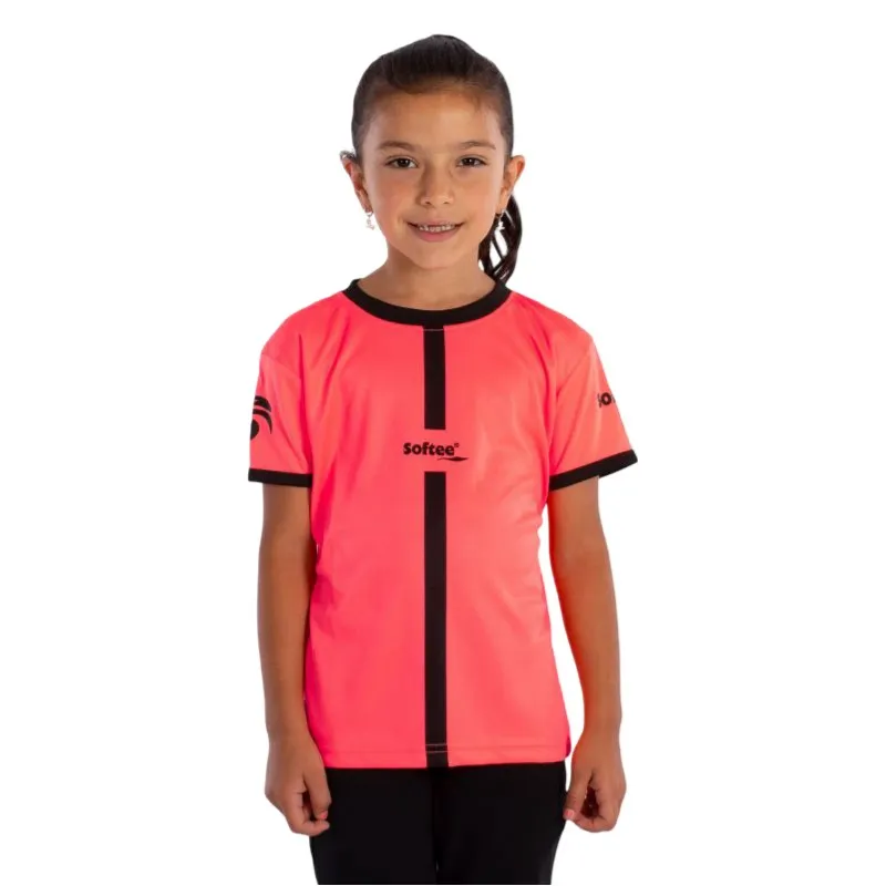 Camiseta Softee Tipex Coral Fluor Preto Júnior