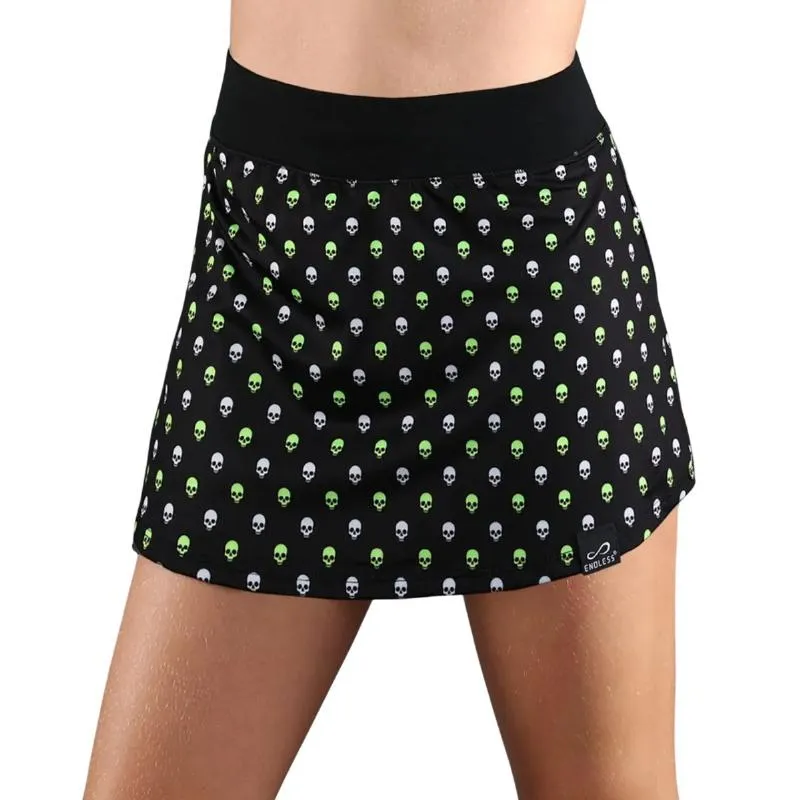 Falda Endless Crânios de Impressão Mínima Verde Junior