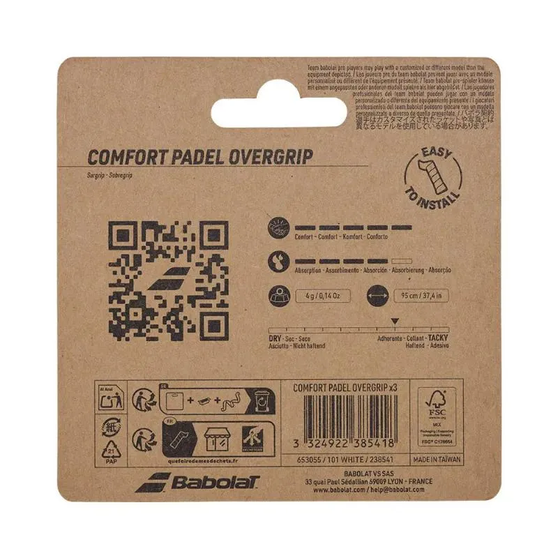 Overgrips Babolat Comfort Padel Blanco 3 Unidades
