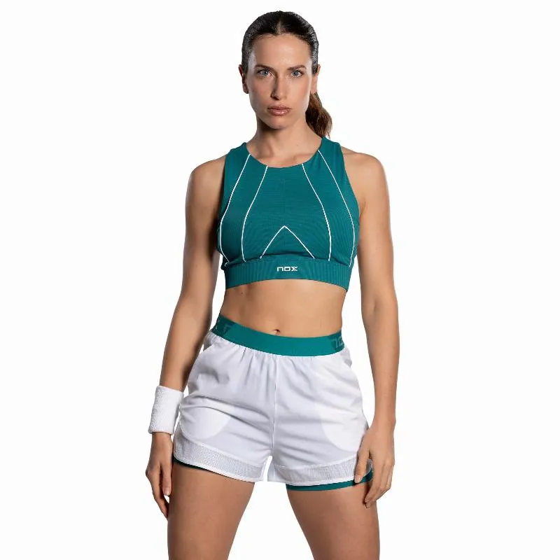 Short Nox Pro Blanco Verde Ivy Mujer