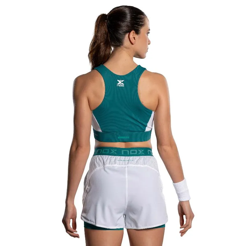 Short Nox Pro Blanco Verde Ivy Mujer