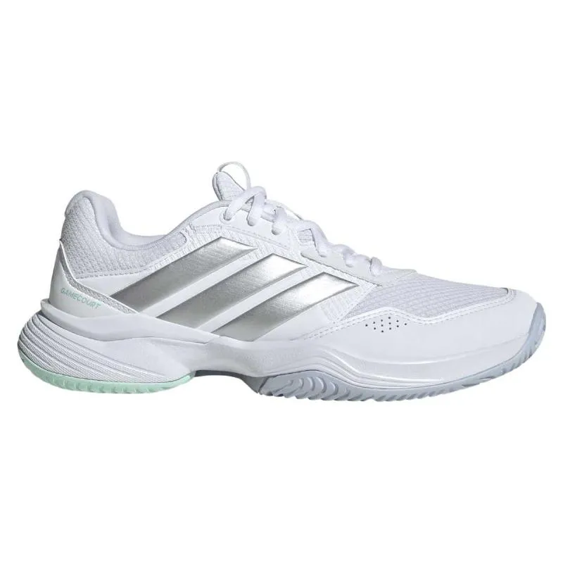 Tênis femininos Adidas GameCourt 3 Branco Prateado