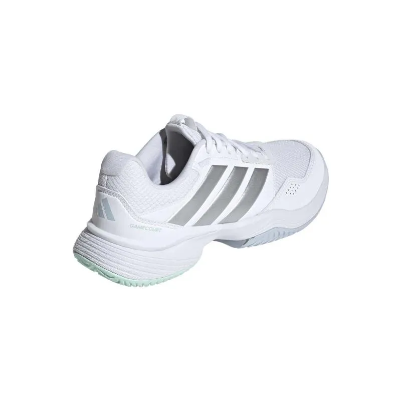 Adidas GameCourt 3 weiße silberne Damenschuhe