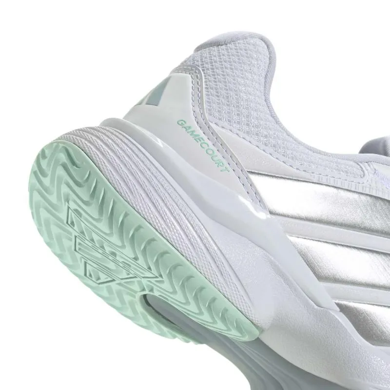 Adidas GameCourt 3 weiße silberne Damenschuhe