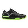Mizuno Welle Durchsetzung des Gerichts Padel Schwarze Grüne Turnschuhe