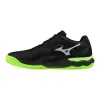 Mizuno Welle Durchsetzung des Gerichts Padel Schwarze Grüne Turnschuhe