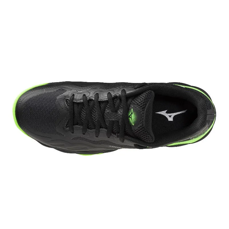 Mizuno Welle Durchsetzung des Gerichts Padel Schwarze Grüne Turnschuhe