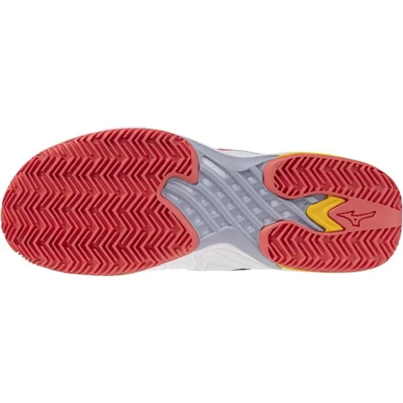 Mizuno Wave Exceed Tour 6 Clay Branco Coral Cinza Tênis Feminino