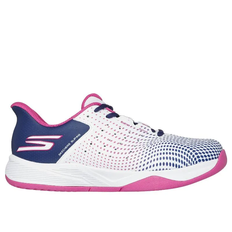 Tênis Feminino Branco Azul-Marinho Skechers Court Reload