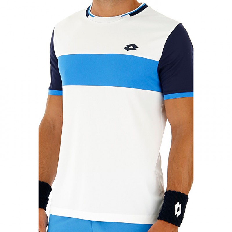 OFFRE - Lotto Top Ten II White Bright Marine Blue + T-Shirt pas cher