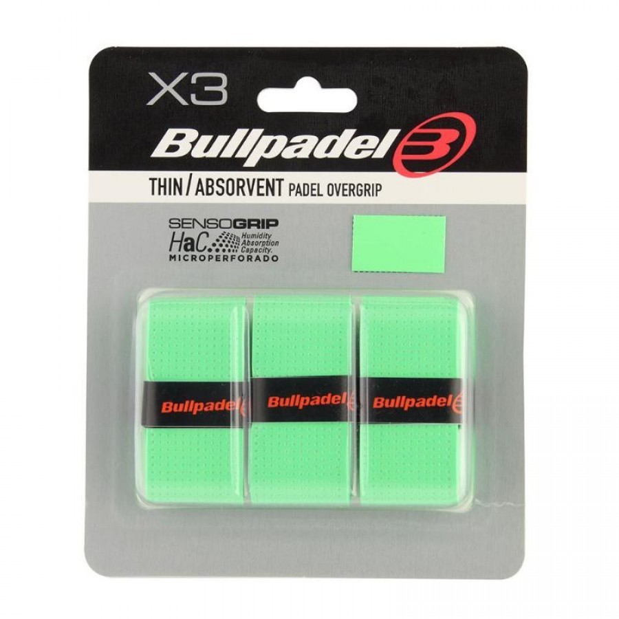 Blister Bullpadel 3 Overgrips GB1705 Senso Perforated Green