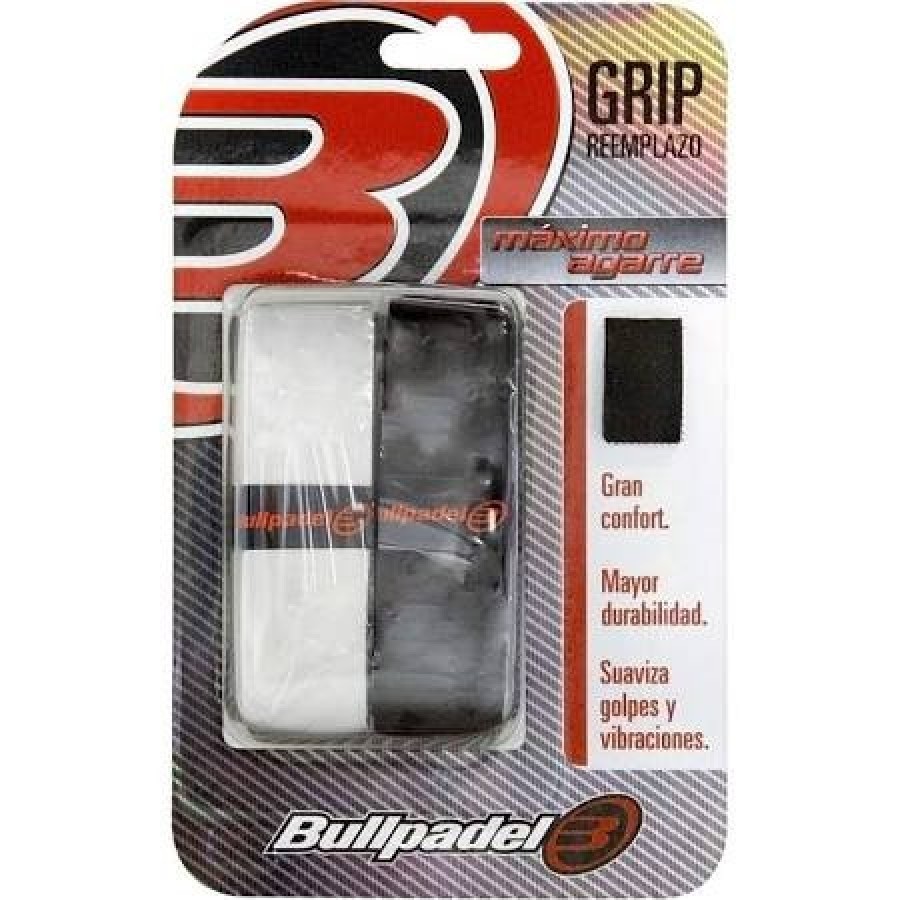 Blister Bullpadel 2 Grips Sostituzione GR1210 Bianco Nero - Barata Oferta Outlet