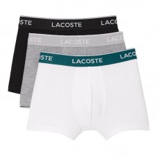 Lacoste Casual Nero Bianco Grigio Boxer 3 Unita Lacoste Casual Nero Bianco Grigio Boxer 3 Unita
