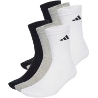 Calcetines Adidas Cushioned Crew Blanco Gris Negro 6 Pares