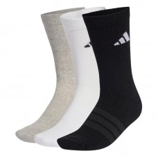 Calcetines Adidas Essentials Crew Gris Blanco Negro 3 Pares