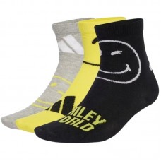 Adidas Smiley Grigio Giallo Calzini 3 Paia Adidas Smiley Grigio Giallo Calzini 3 Paia