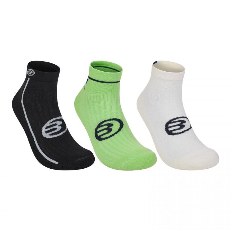 Chaussettes Bullpadel BP264 Noir-Vert en os 3 paires