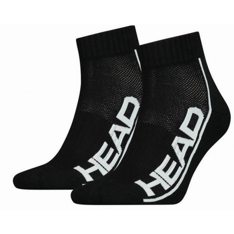 Head Stripe Quarter Chaussettes Noir Blanc 2 Paires