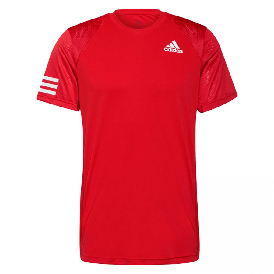 T-shirt Adidas Club 3 Strisce Rosse - Barata Oferta Outlet