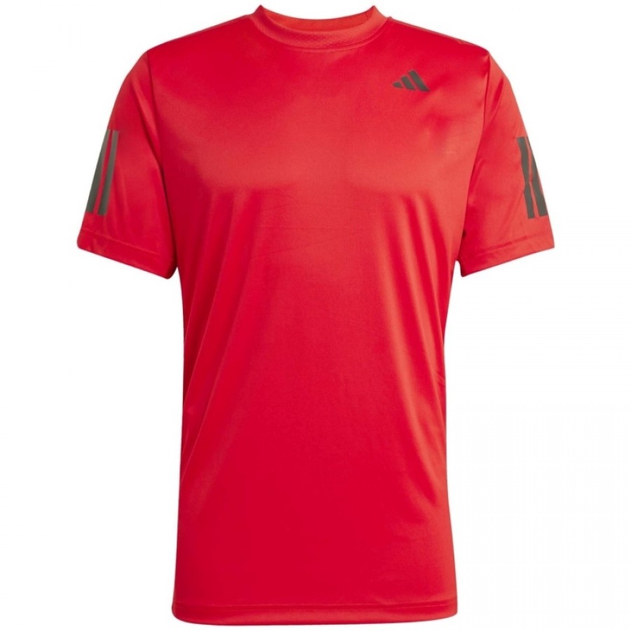 Adidas Club 3 Stripes Rouge Noir T-Shirt