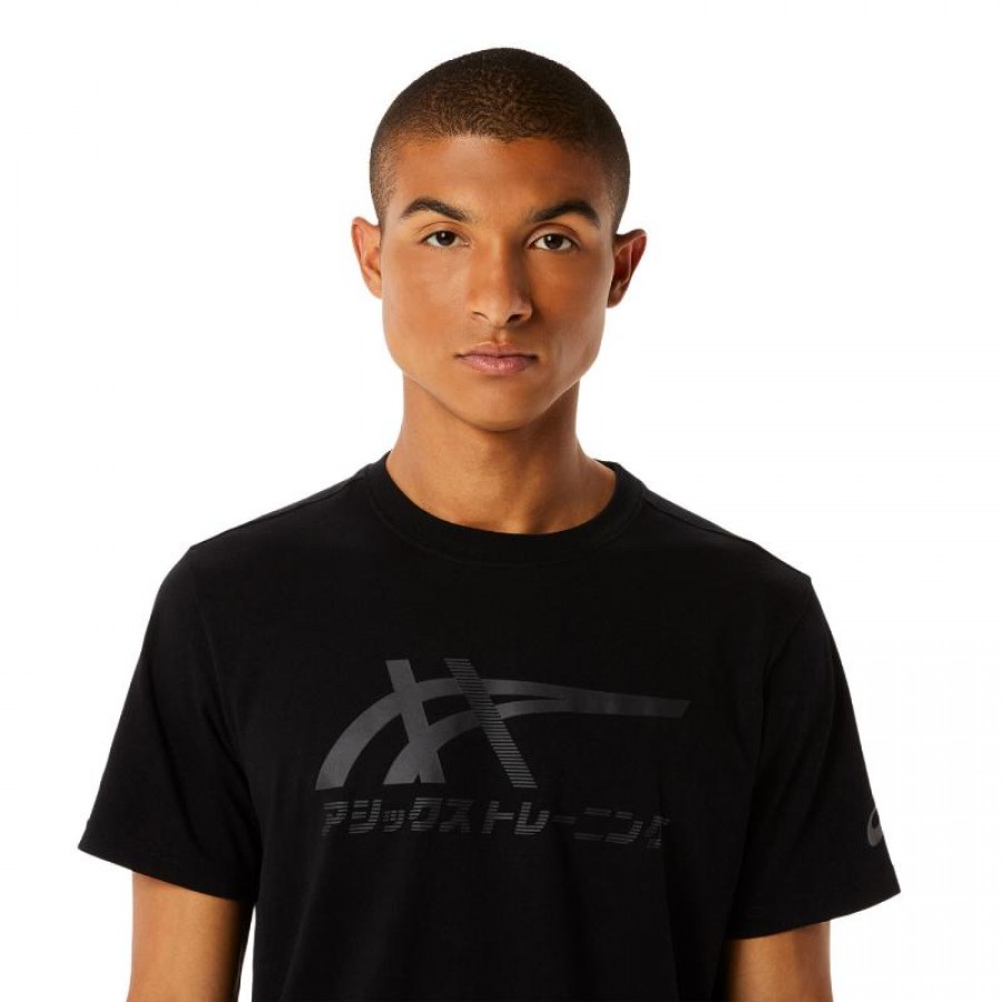 Camiseta Algodon Asics Tiger Perfomance Negro Gris Grafito