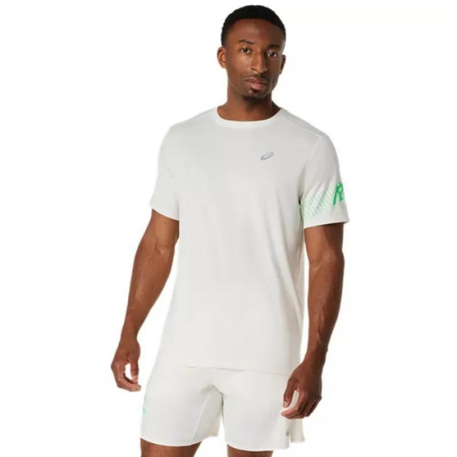 Camiseta Asics Icon SS Top Blanco Crema Verde