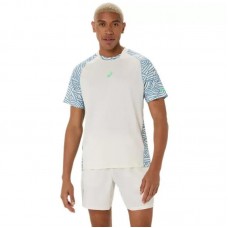 Asics Padel Court Print SS Top Cream Blue T-shirt