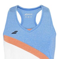Babolat Play Camiseta Feminina Branca, Azul Laranja