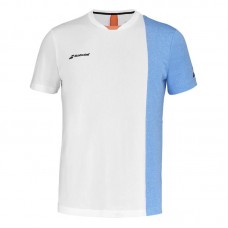 Camiseta Babolat Play Crew Neck Blanco Azul Junior