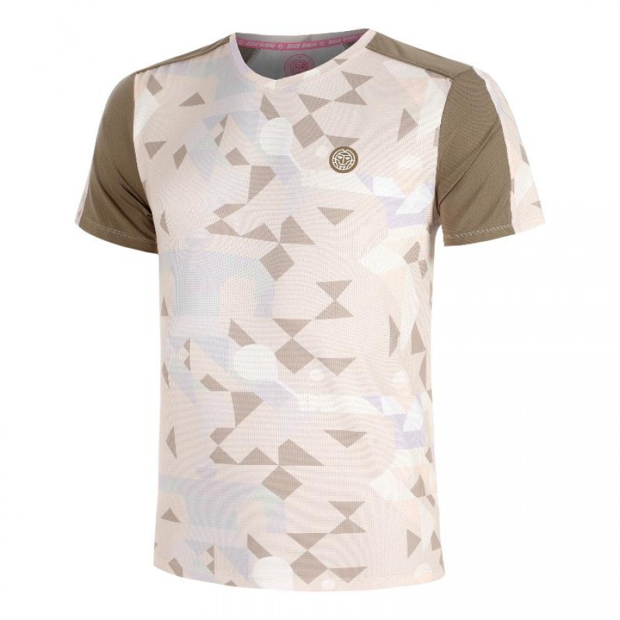 Bidi Badu Paris T-shirt Beige Marrone con Scollo a V