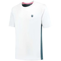 Camiseta Kswiss Hypercourt Mix Melange Crew Blanco Verde Petroleo