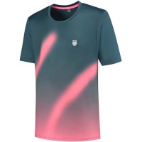 Camiseta Kswiss Hypercourt Print Crew 5 Verde Petroleo Rosa