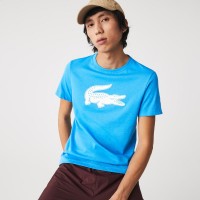 Camiseta Lacoste Sport Crocodilo 3D Azul Branco