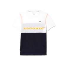 Lacoste Sport Medvedev T-shirt Bianco Blu Arancio Lacoste Sport Medvedev T-shirt Bianco Blu Arancio
